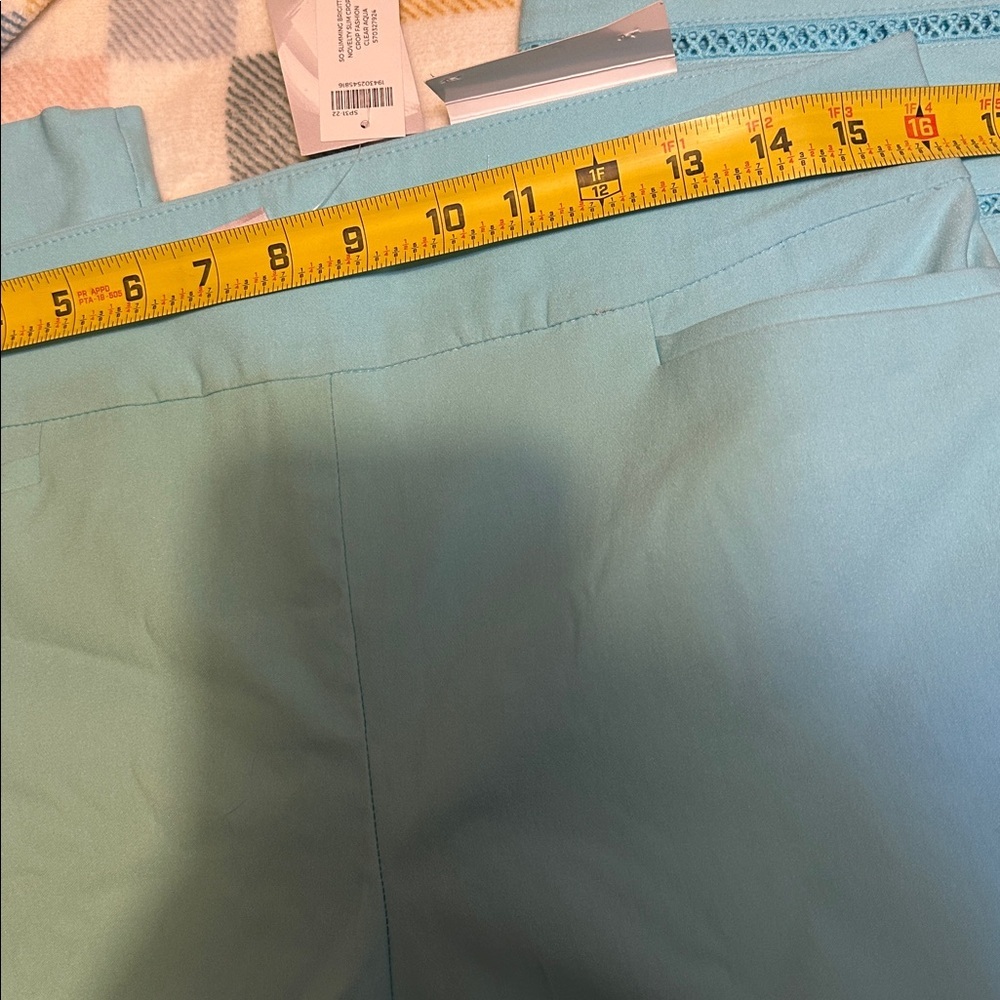 NWT Chico's Brigitte Slim Leg Aqua Trousers with Embroidered Detail Chicos sz 1 - Picture 5 of 10